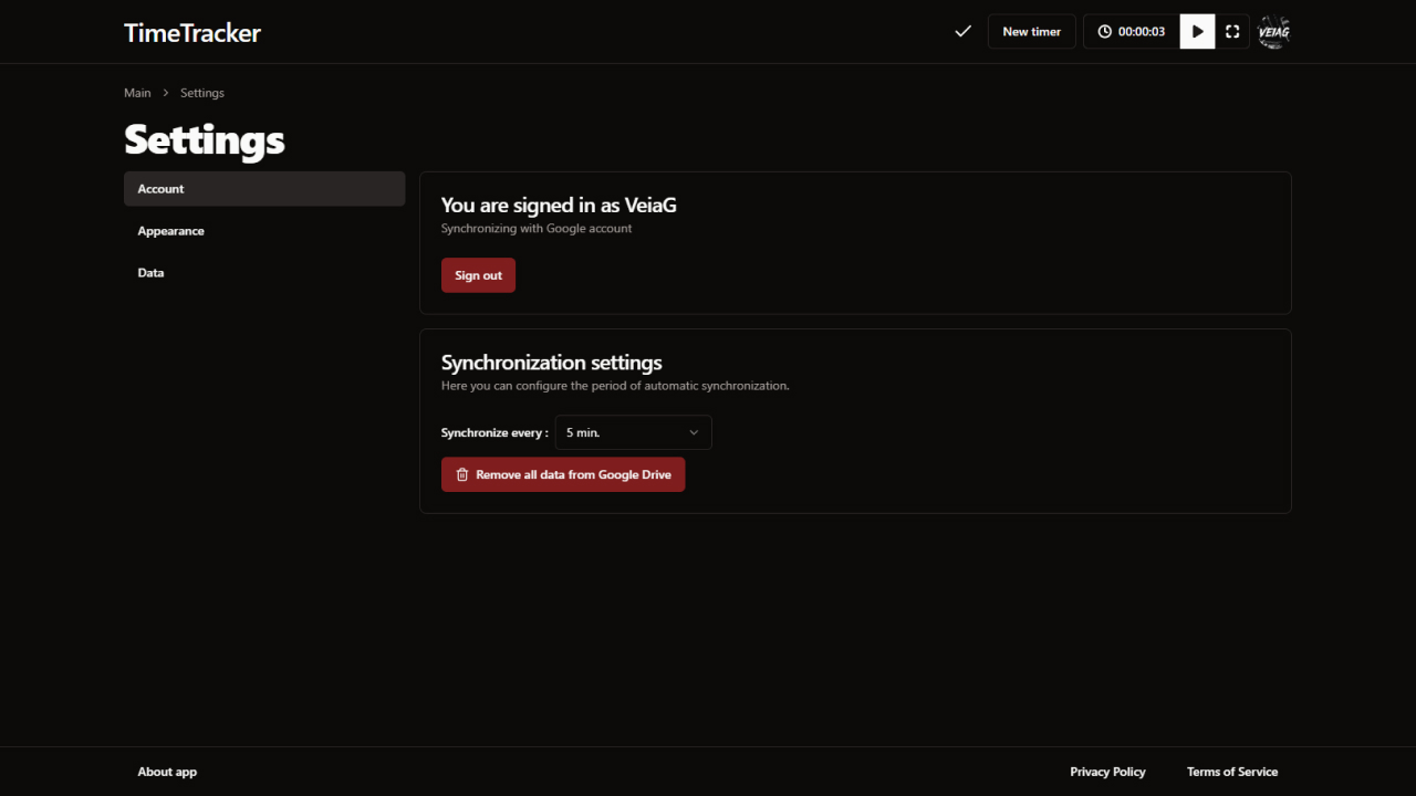 Time Tracker Screenshot